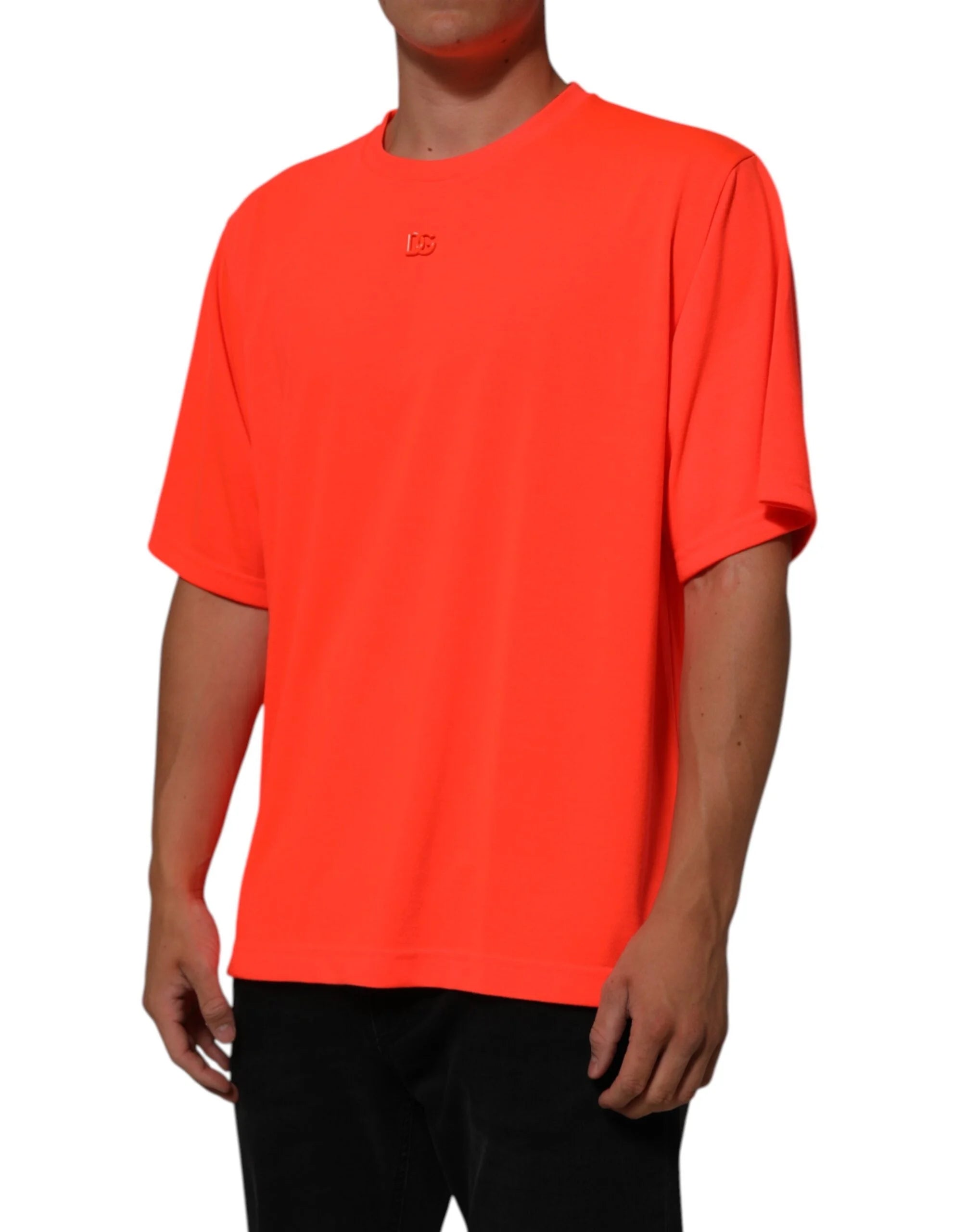 Dolce & Gabbana Neon Orange Polyester Men Crew Neck T-shirt - IT56 | XXL - T-Shirts