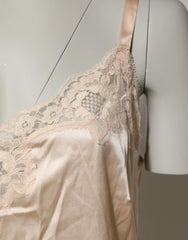 Dolce & Gabbana Nude Chemise Lingerie Silk Blend Lace Trim Dress - IT5 | XL - Nightgowns