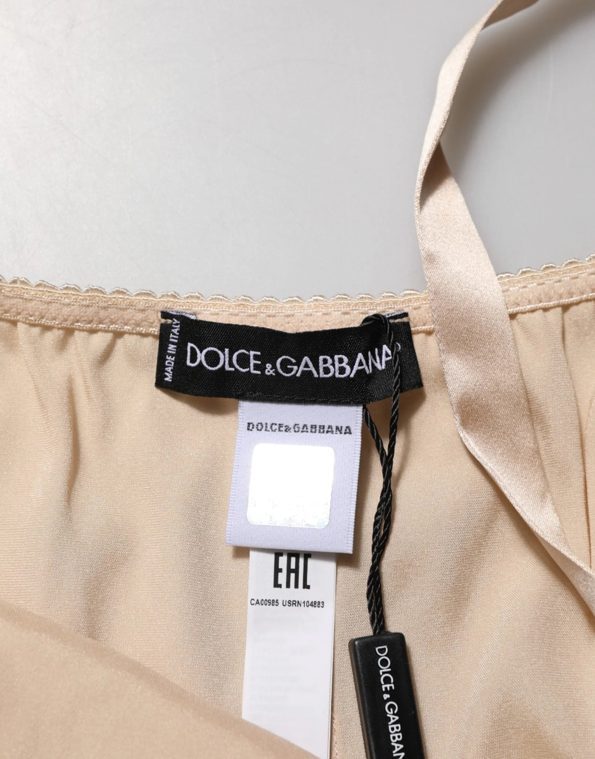 Dolce & Gabbana Nude Chemise Lingerie Silk Blend Lace Trim Dress - IT5 | XL
