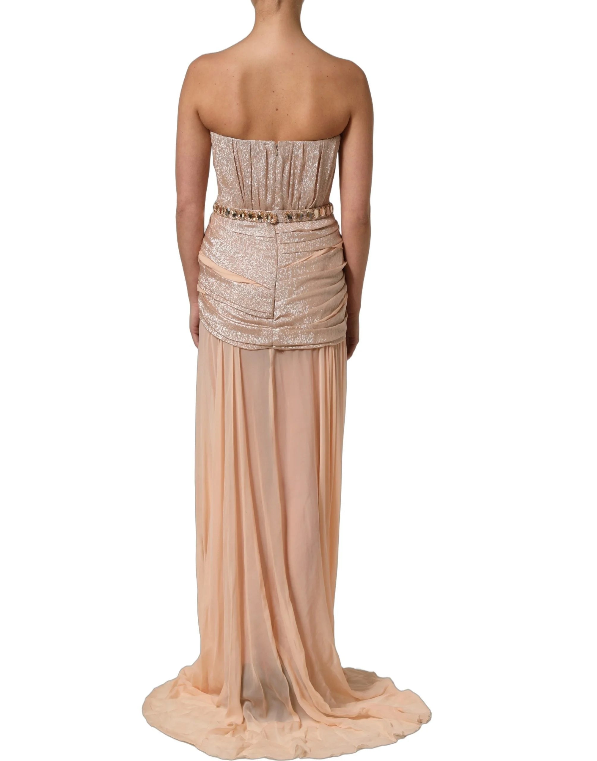 Dolce & Gabbana Nude Embellished Strapless Evening Gown Dress - IT40|S
