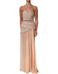Dolce & Gabbana Nude Embellished Strapless Evening Gown Dress - IT40|S
