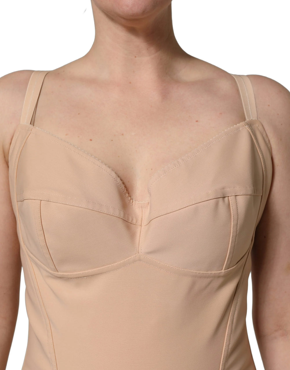 Dolce & Gabbana Nude Nylon Full Body Shaper Bodysuit Top - IT48|XXL
