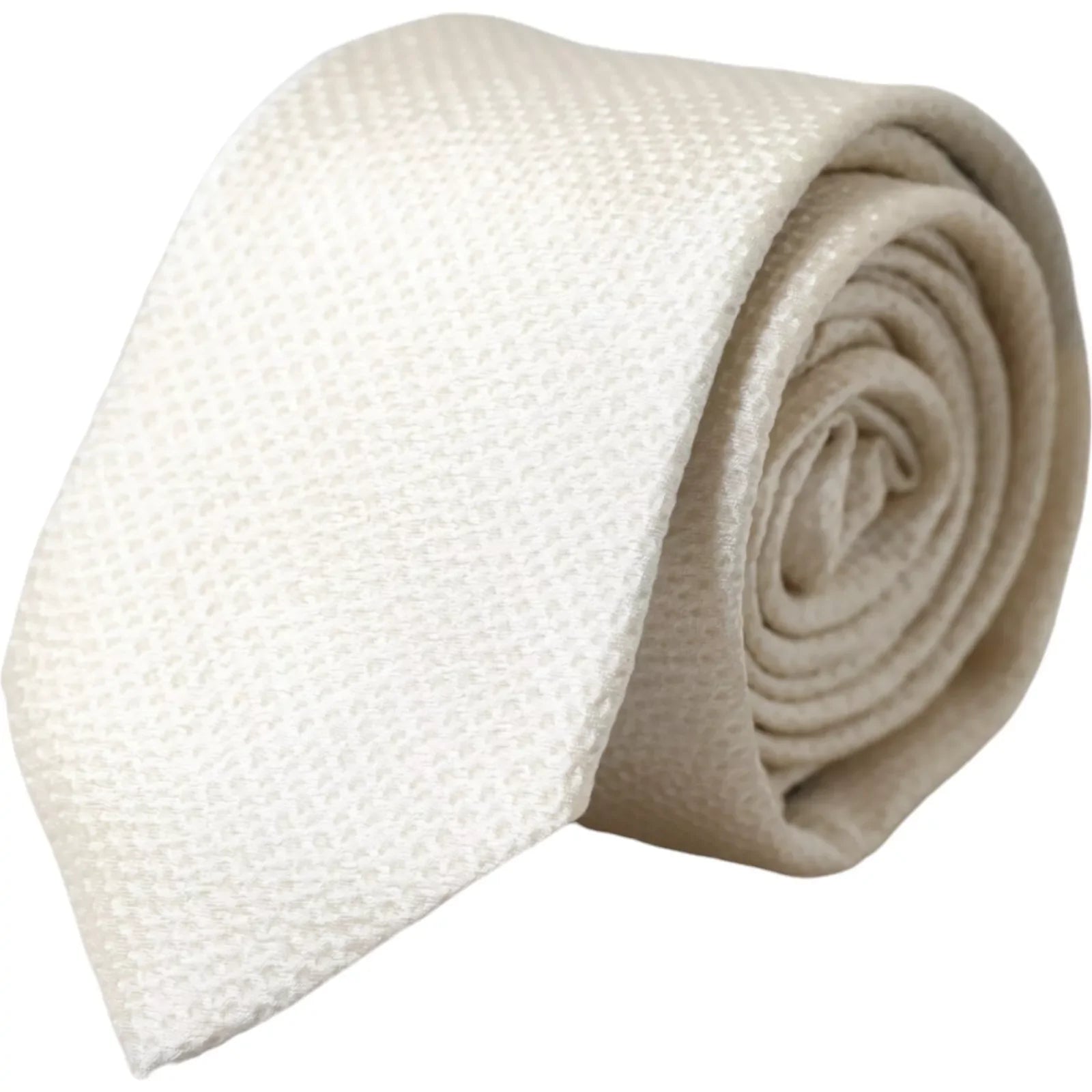 Dolce & Gabbana Off White 100% Silk Adjustable Necktie Men Tie - Neckties