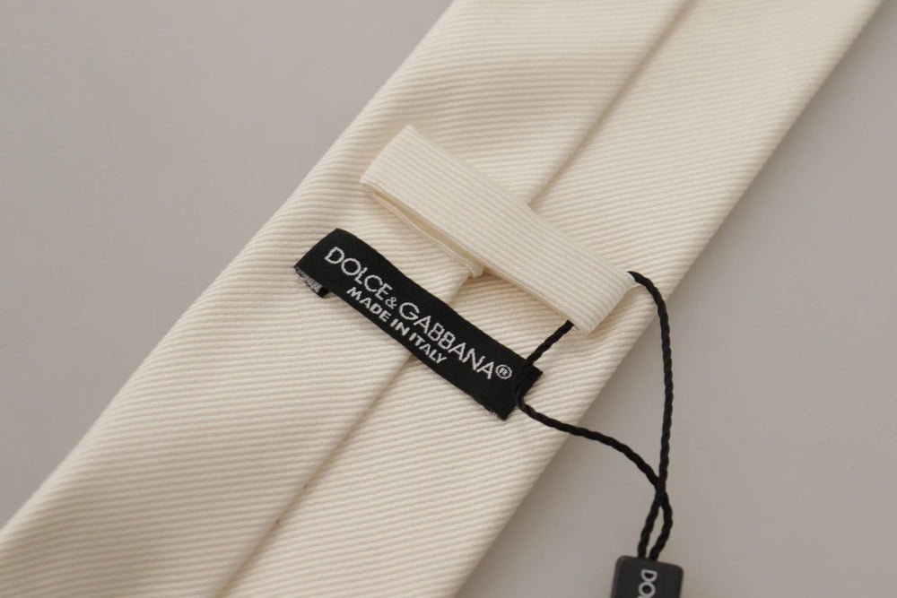 Dolce & Gabbana Off-White 100% Silk Slim Adjustable Accessory Necktie - Neckties