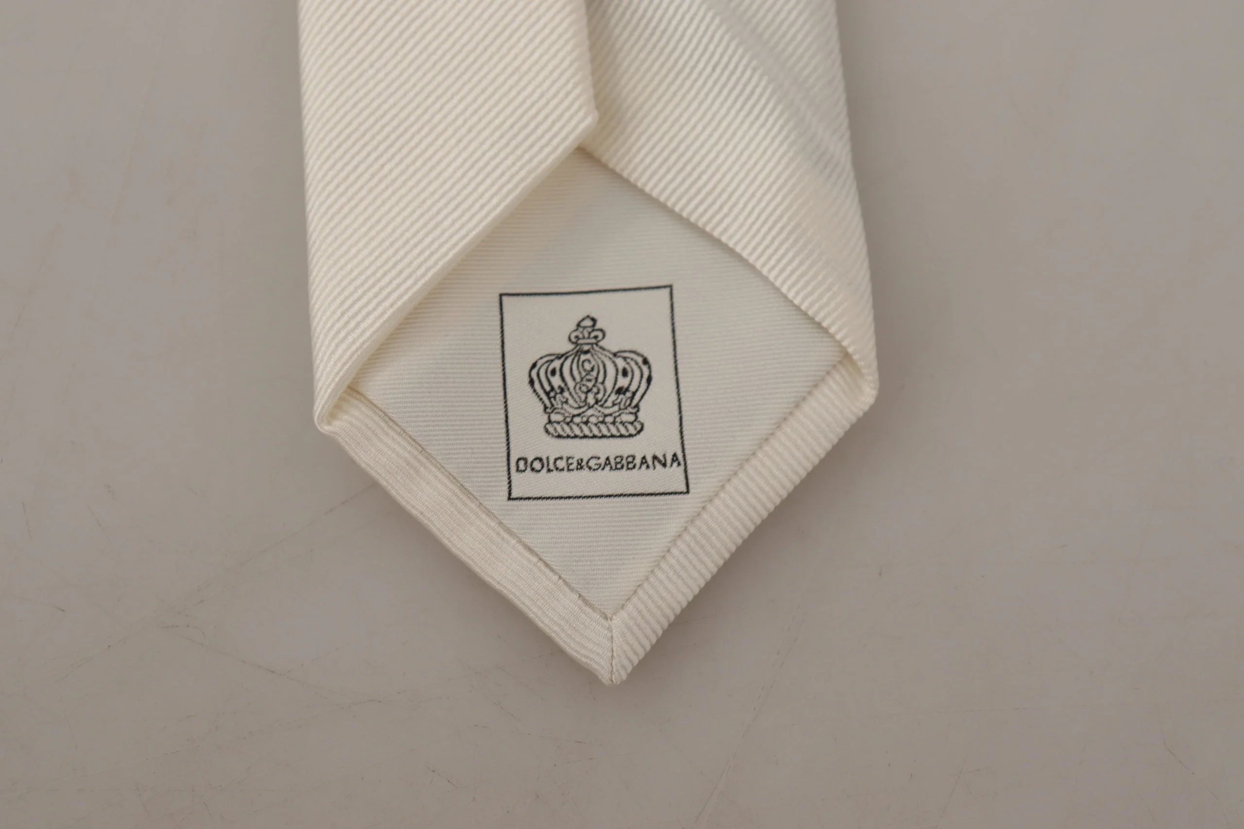 Dolce & Gabbana Off-White 100% Silk Slim Adjustable Accessory Necktie - Neckties