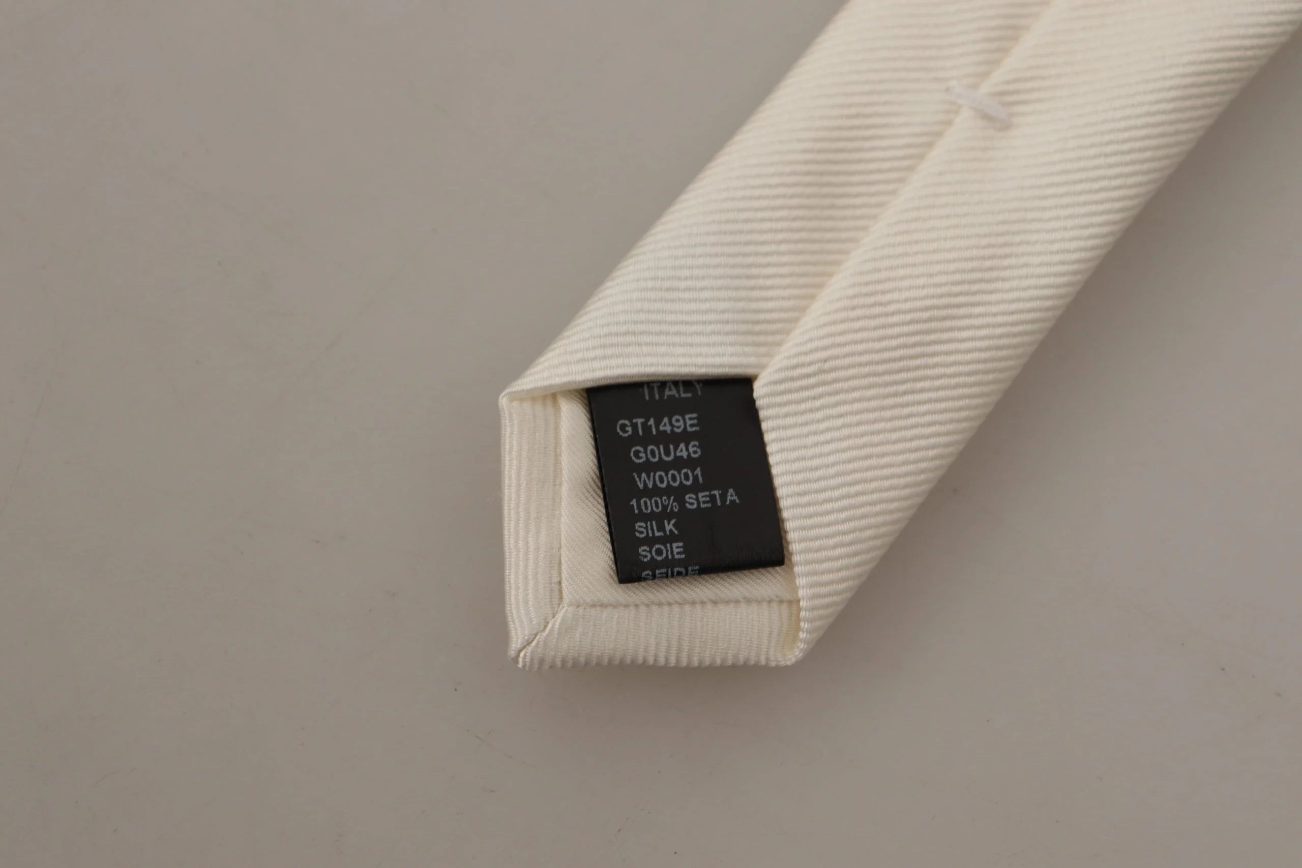Dolce & Gabbana Off-White 100% Silk Slim Adjustable Accessory Necktie - Neckties