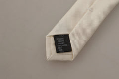 Dolce & Gabbana Off-White 100% Silk Slim Adjustable Accessory Necktie - Neckties