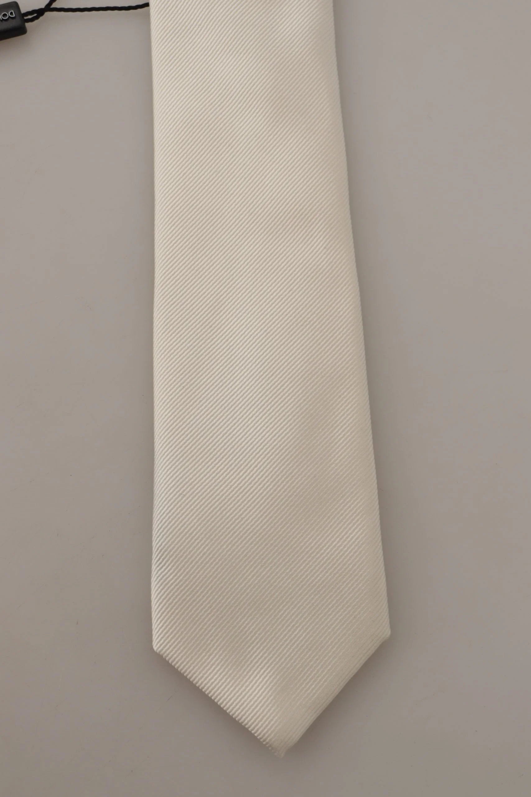 Dolce & Gabbana Off-White 100% Silk Slim Adjustable Accessory Necktie - Neckties