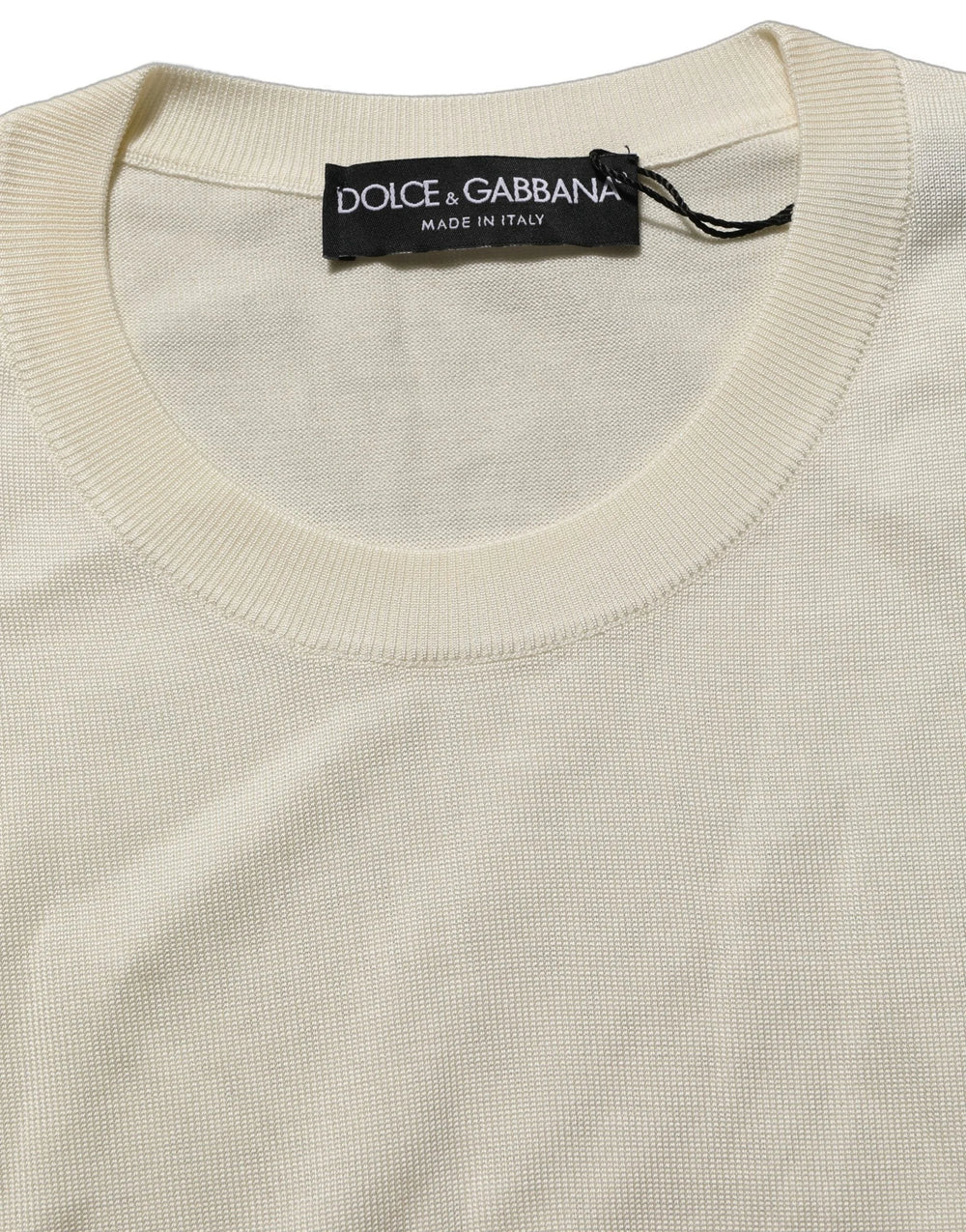 Dolce & Gabbana Off White 3/4 Sleeves Crewneck Pullover Sweater - IT50|3XL