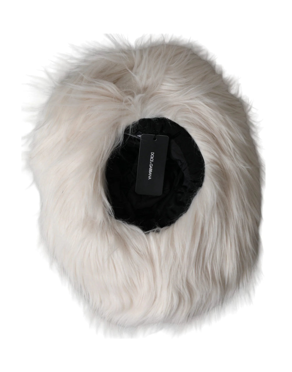Dolce & Gabbana Off White Acrylic Fur Womens Bucket Hat - 57 cm|S