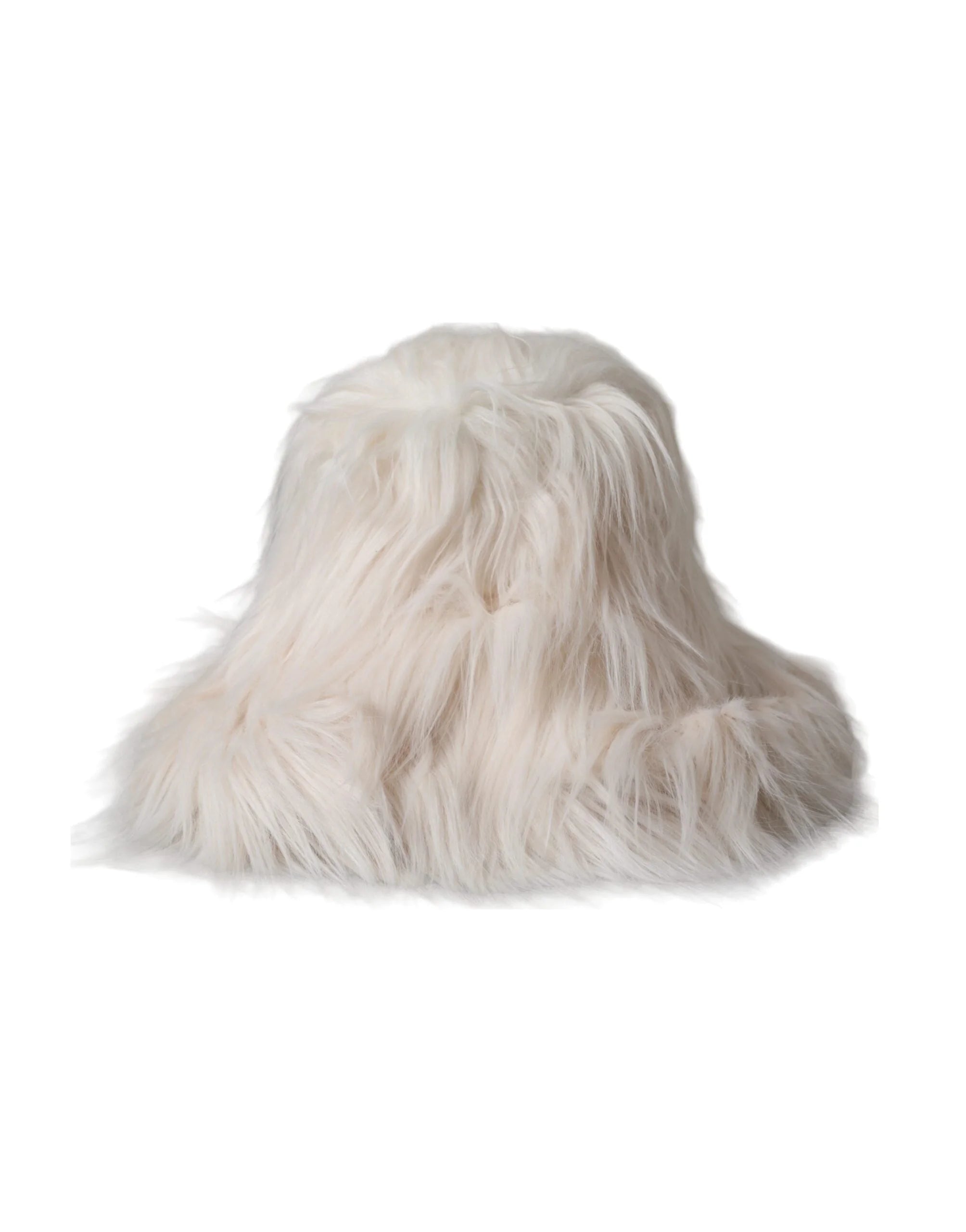 Dolce & Gabbana Off White Acrylic Fur Womens Bucket Hat - 57 cm|S - Bucket Hats