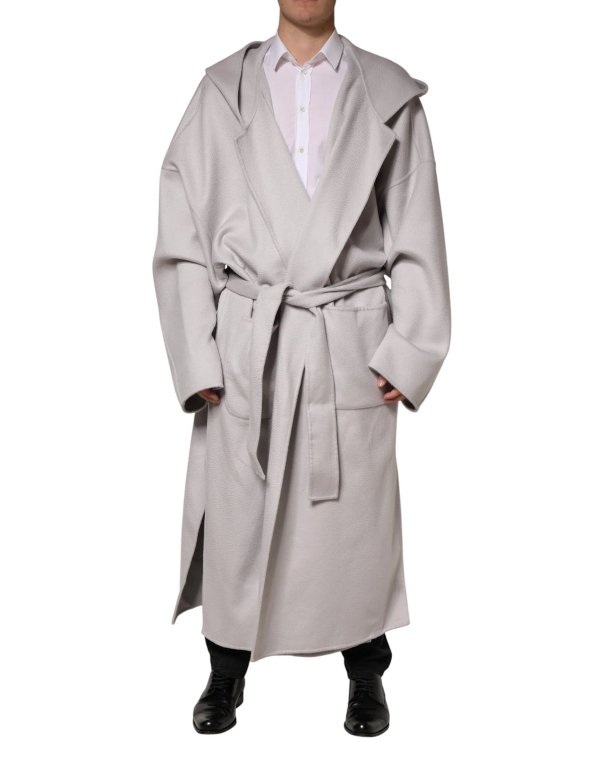 Dolce & Gabbana Off White Belted Long Trench Coat Men Jacket - IT50 | L