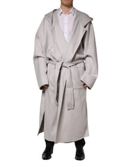 Dolce & Gabbana Off White Belted Long Trench Coat Men Jacket - IT50 | L