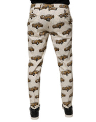 Dolce & Gabbana Off White Cars Cotton Skinny Men Denim Jeans - Jeans