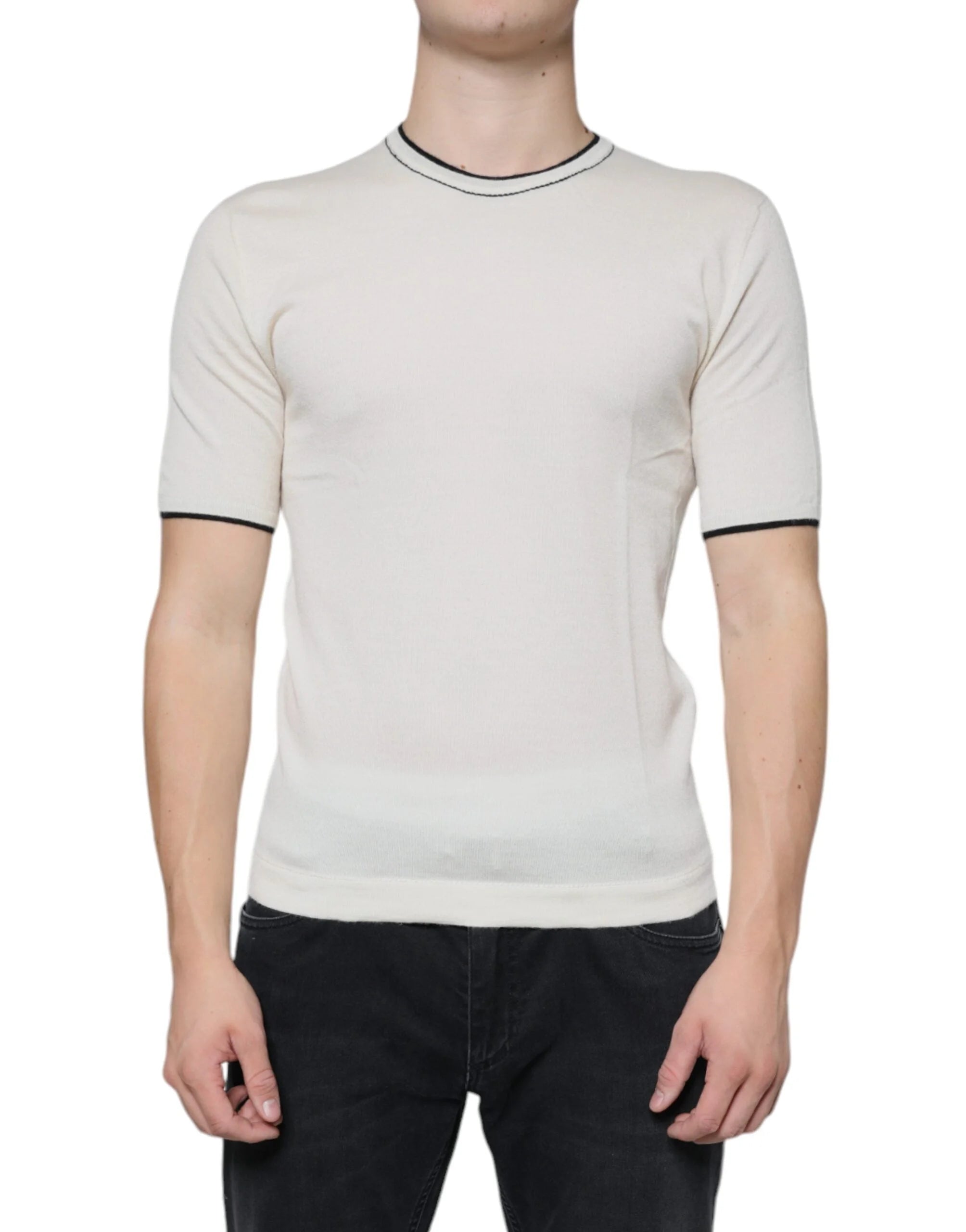 Dolce & Gabbana Off White Cashmere Short Sleeves T-shirt - IT44 | XS - T-Shirts
