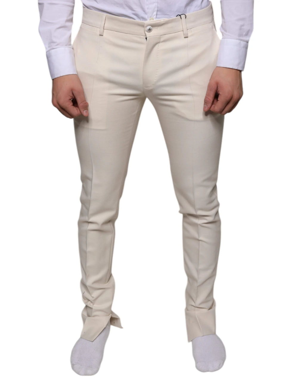 Dolce & Gabbana Off White Chino Wool Skinny Pants - IT48 | M - Chinos