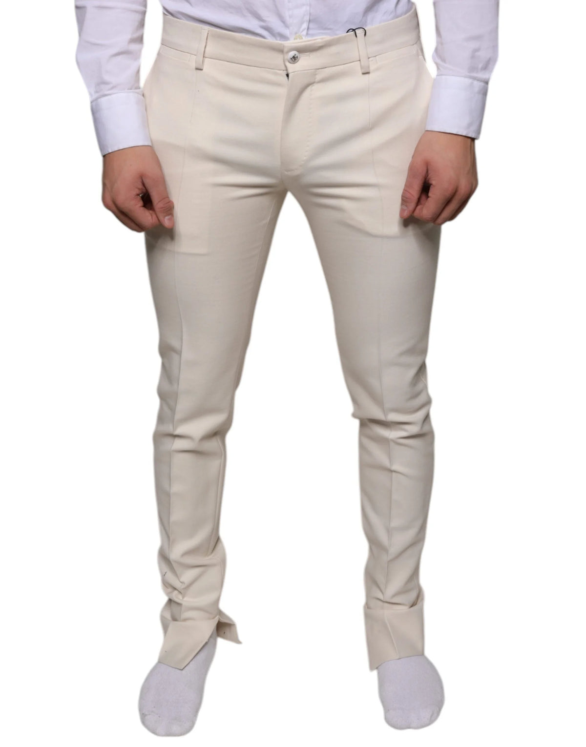 Dolce & Gabbana Off White Chino Wool Skinny Pants - IT48 | M - Chinos