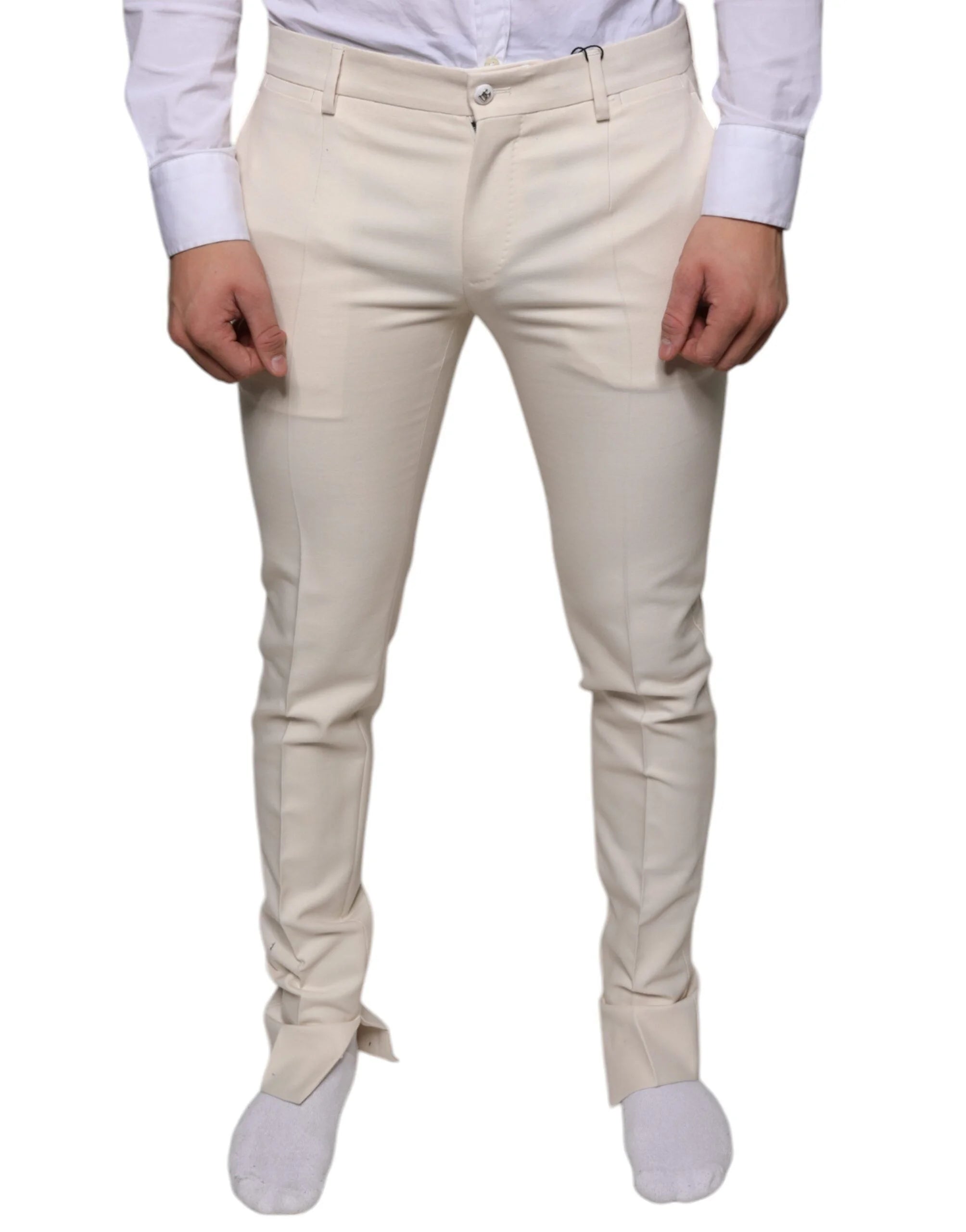 Dolce & Gabbana Off White Chino Wool Skinny Pants - IT48 | M - Chinos