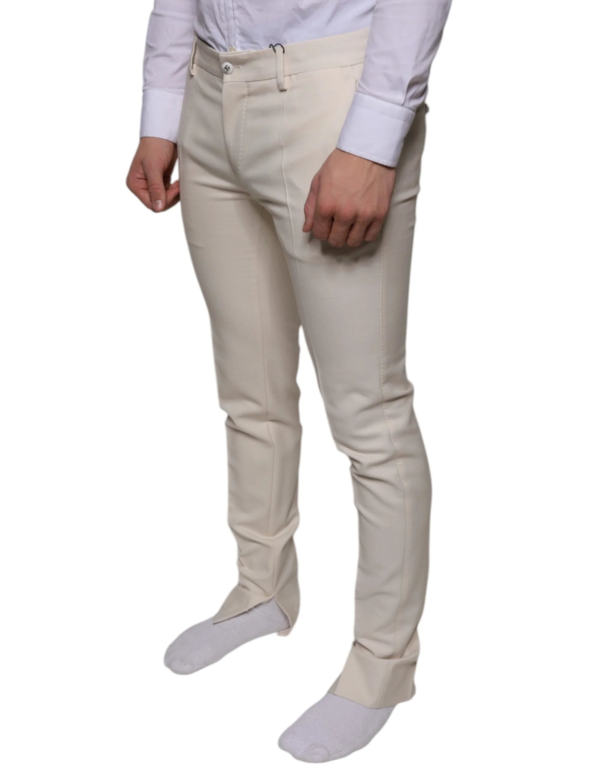 Dolce & Gabbana Off White Chino Wool Skinny Pants - IT48 | M - Chinos