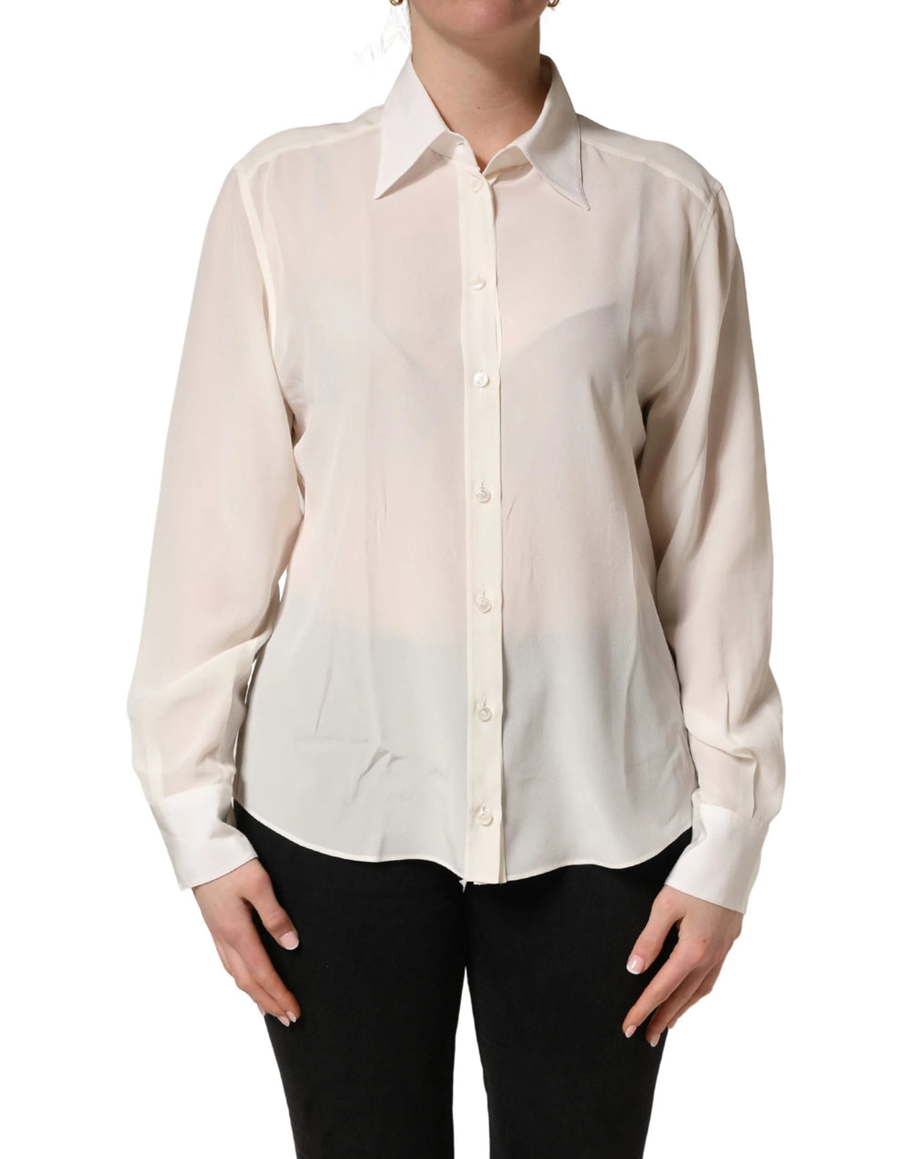 Dolce & Gabbana Off White Kråtröja med långa ärmar
