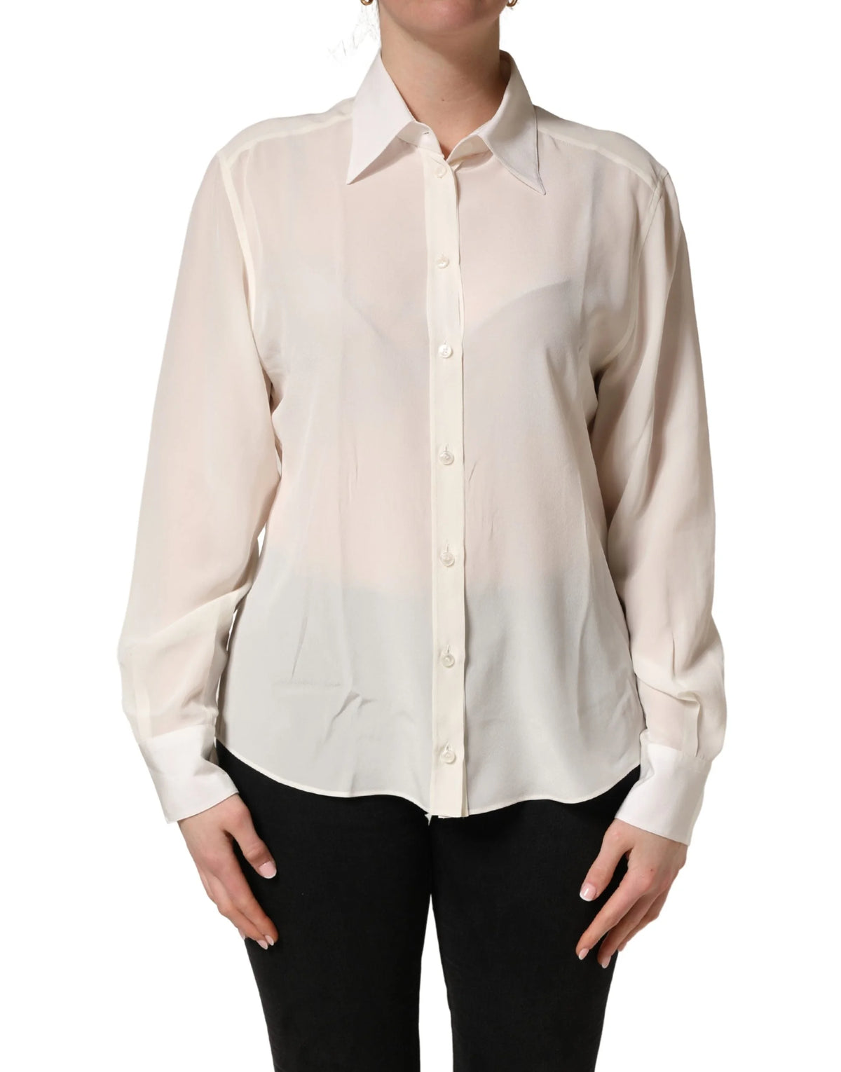 Dolce & Gabbana Off White Kråtröja med långa ärmar