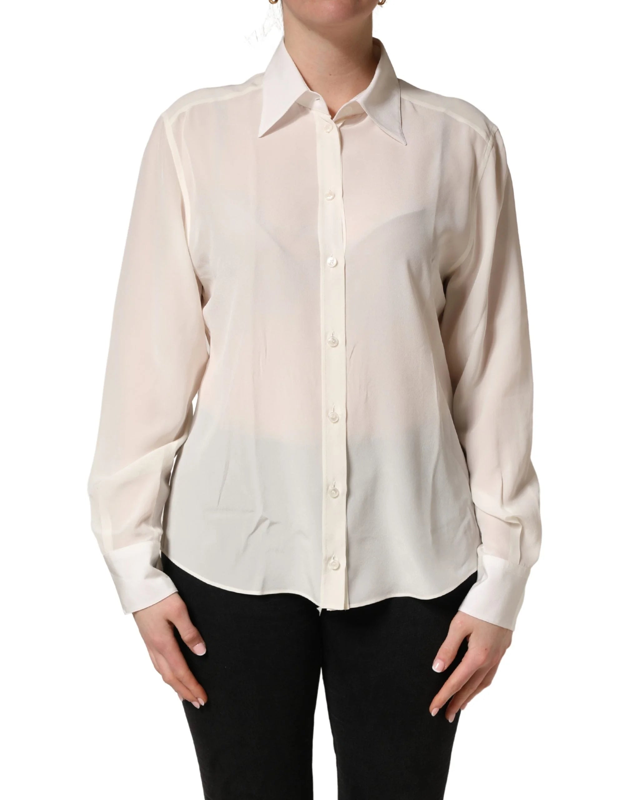 Dolce & Gabbana Off White Kråtröja med långa ärmar