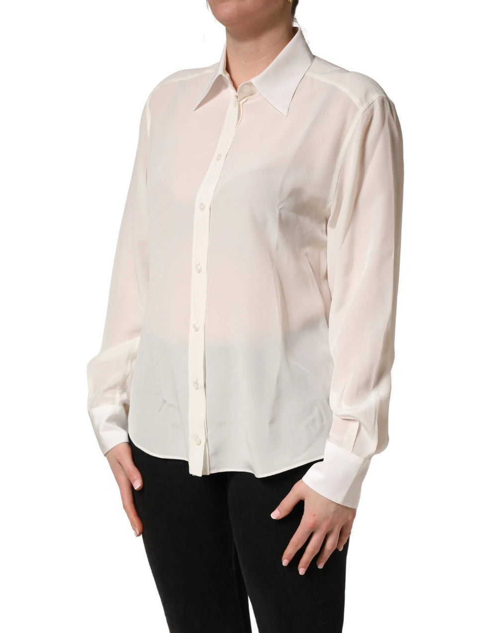 Dolce & Gabbana Off White Kråtröja med långa ärmar