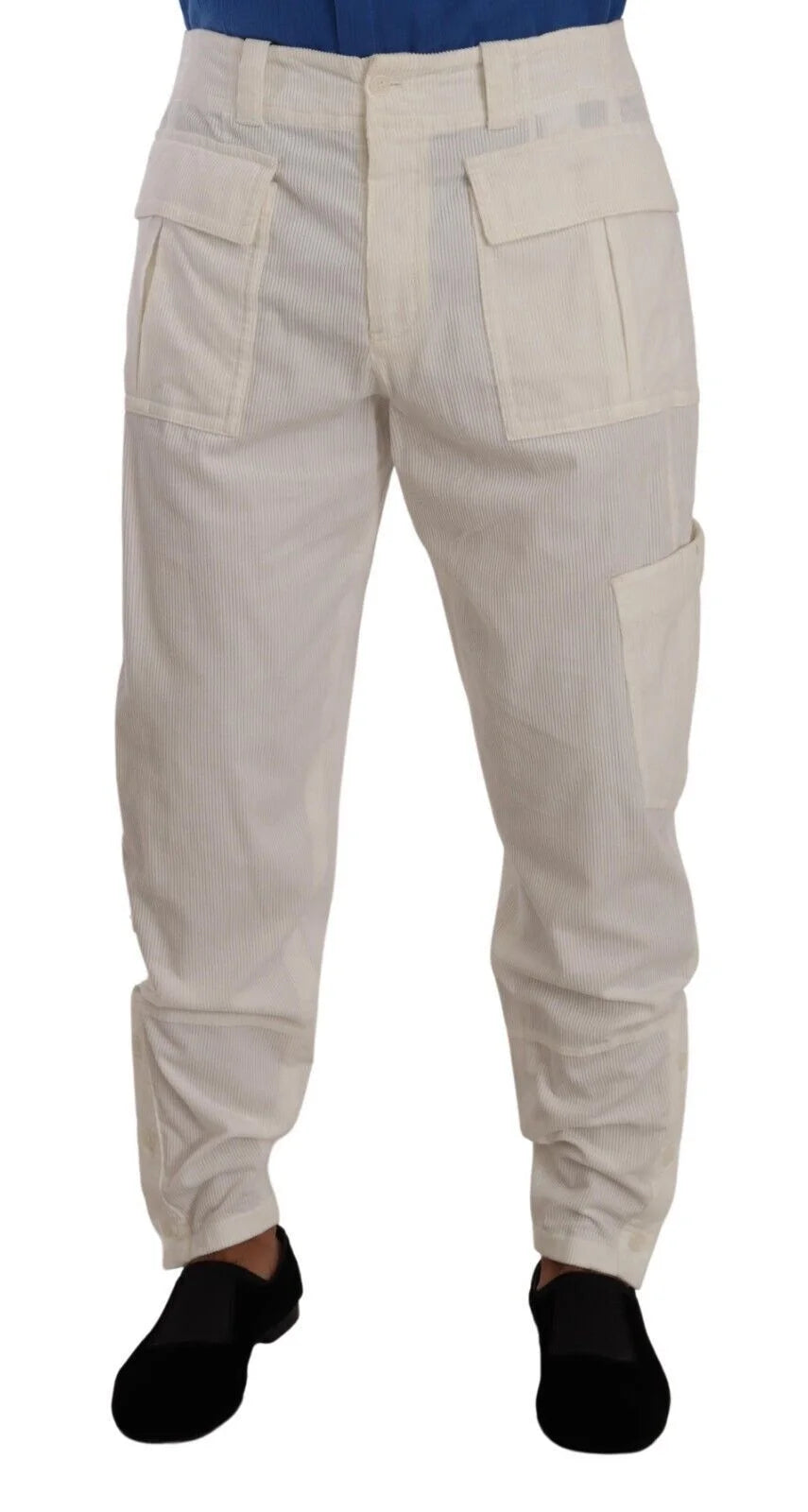 Dolce & Gabbana Off White Cotton Corduroy Cargo Pants - IT48 | M - Cargo Pants