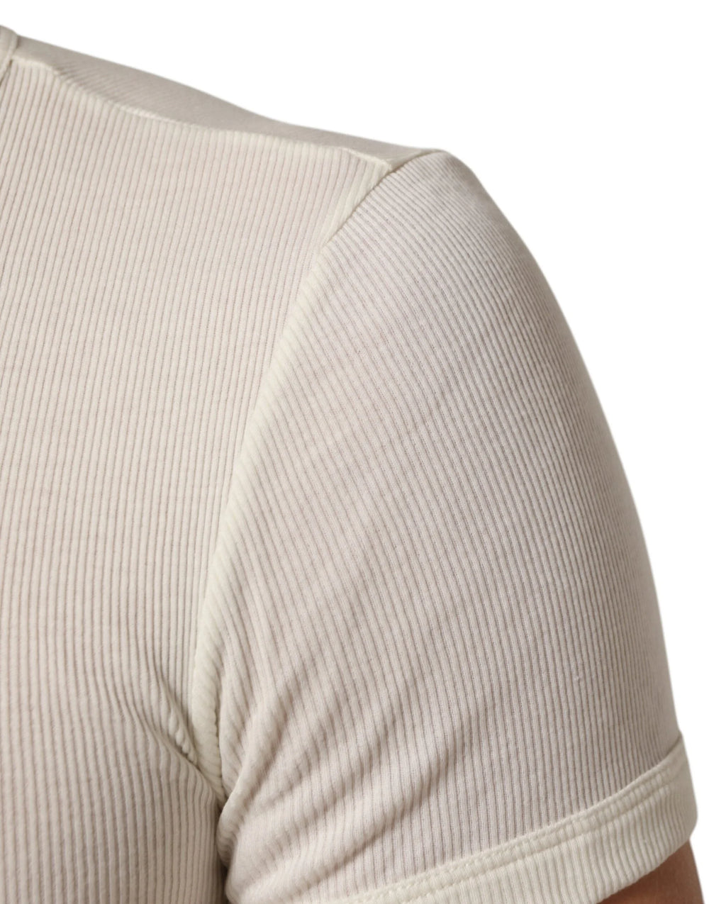 Dolce & Gabbana Off White Cotton Short Sleeve Henley T-shirt - IT44 | XS