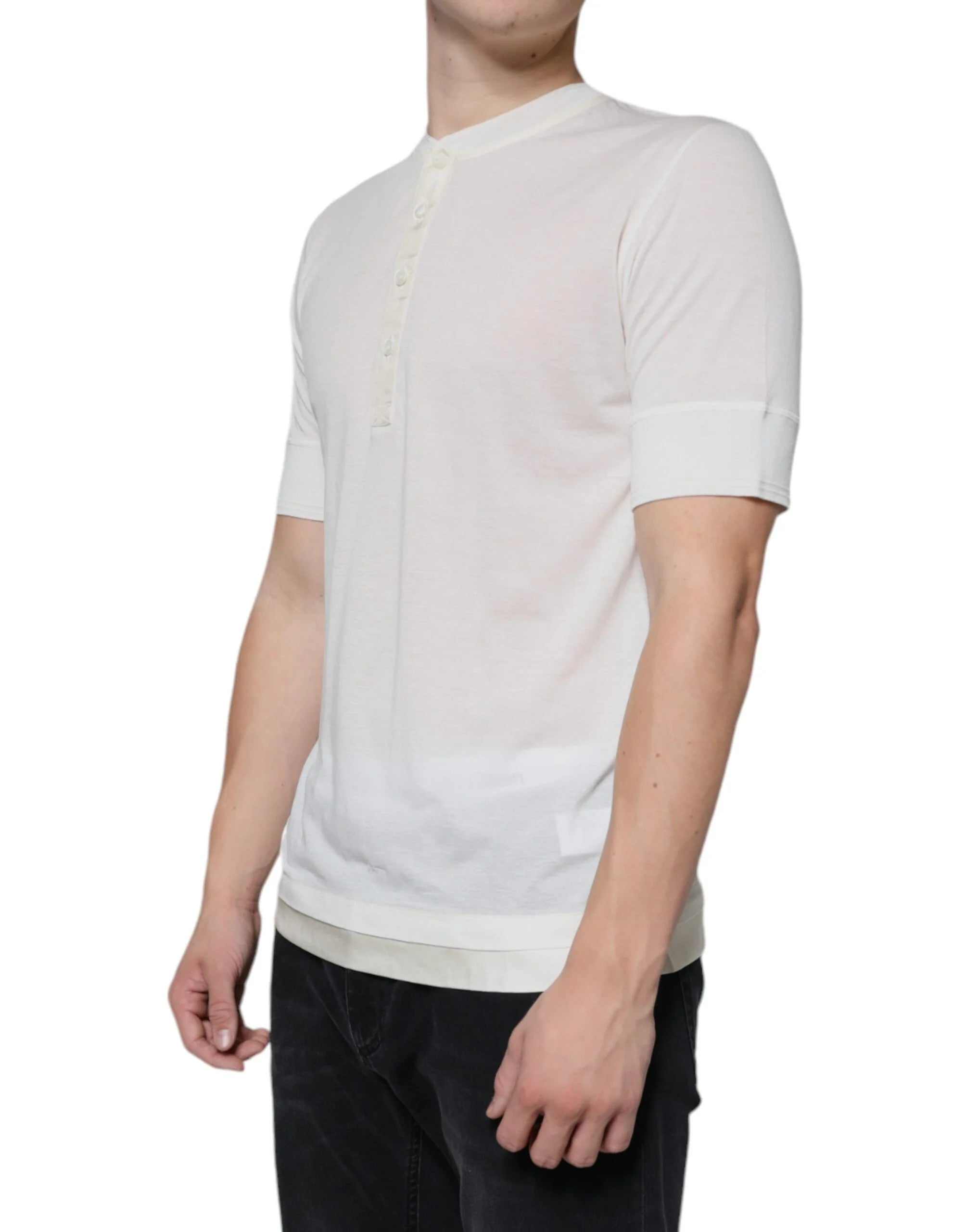 Dolce & Gabbana Off White Cotton Short Sleeves T-shirt - IT44 | XS - T-Shirts
