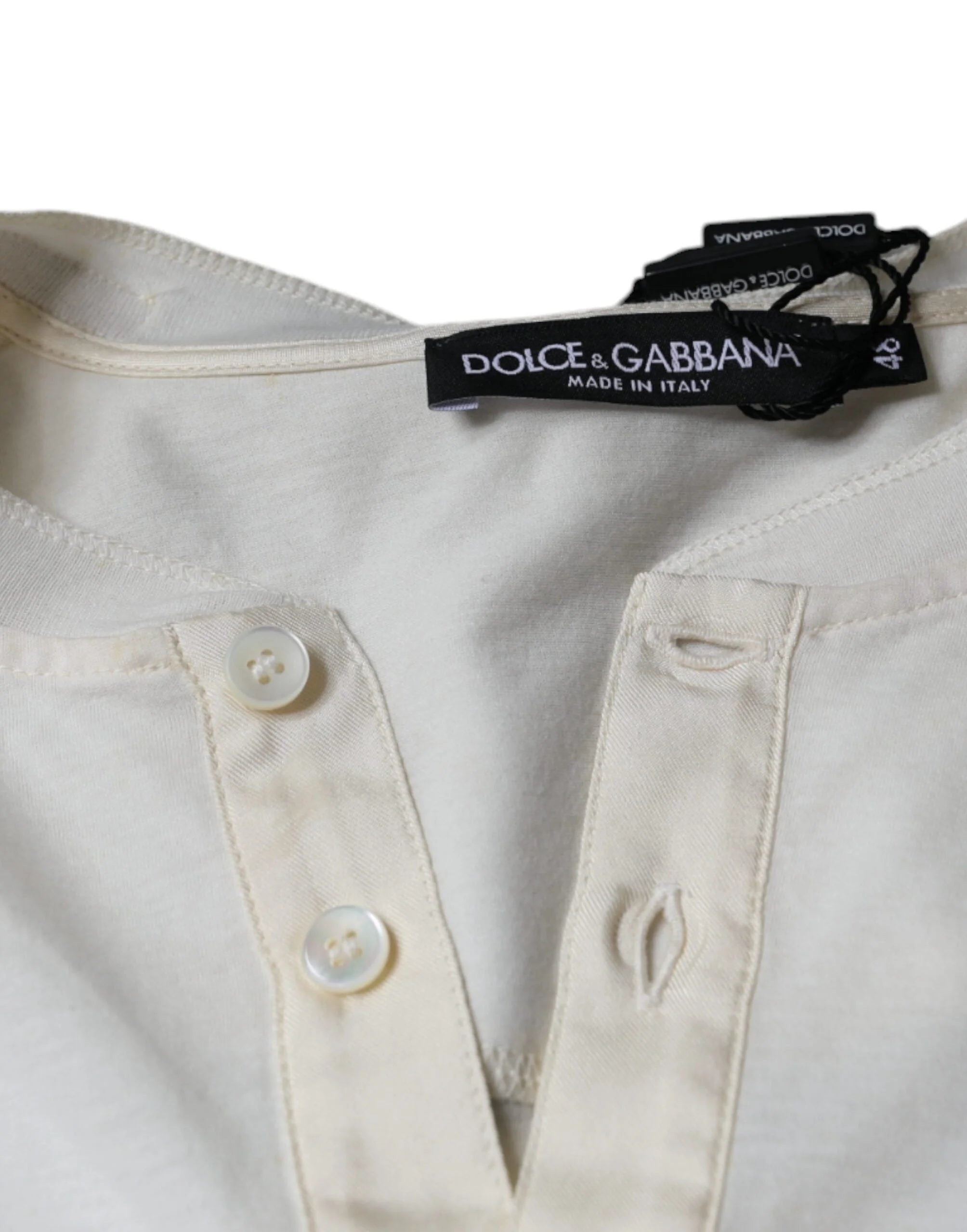Dolce & Gabbana Off White Cotton Short Sleeves T-shirt - IT44 | XS - T-Shirts