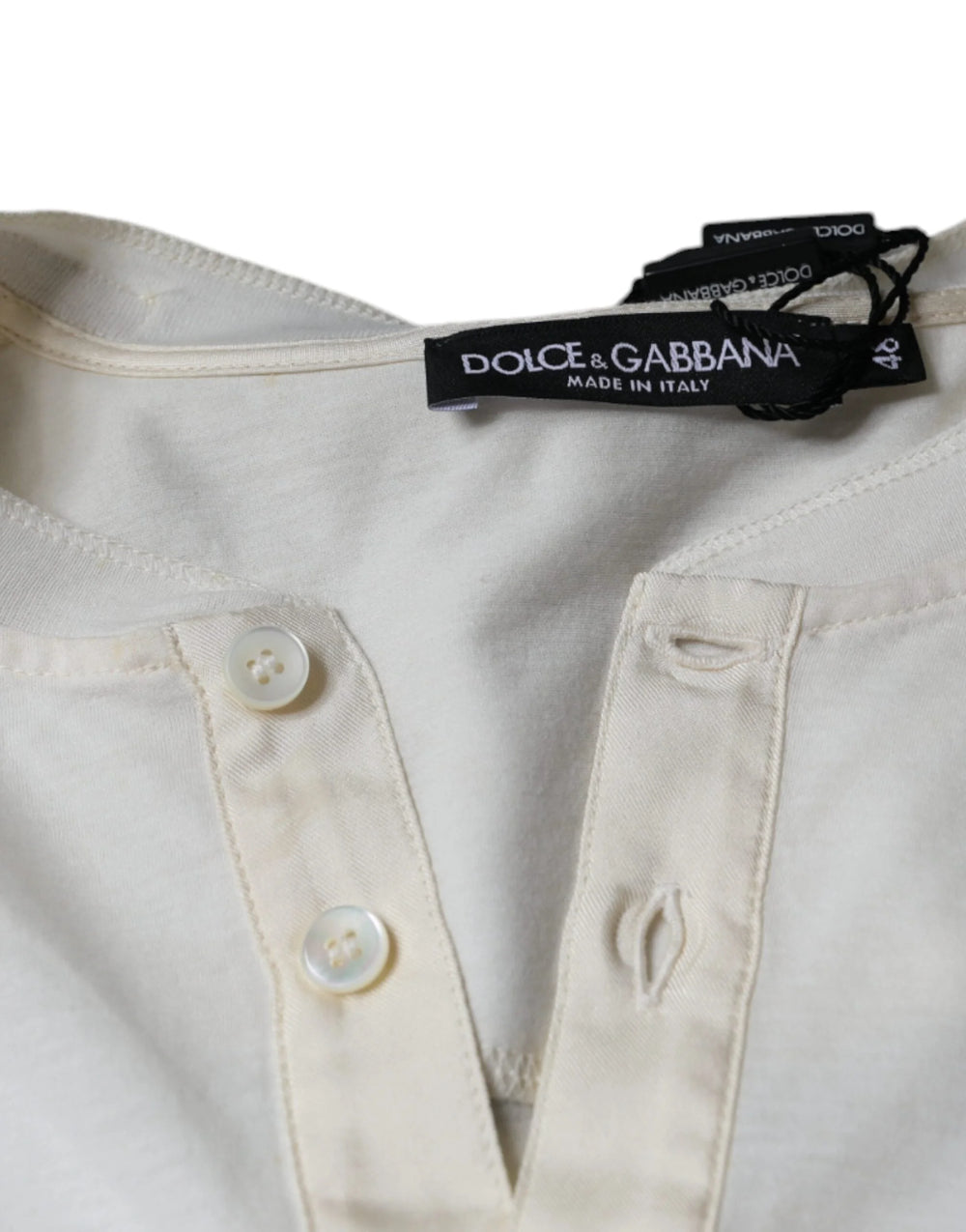 Dolce & Gabbana Off White Cotton Short Sleeves T-shirt - IT44 | XS - T-Shirts