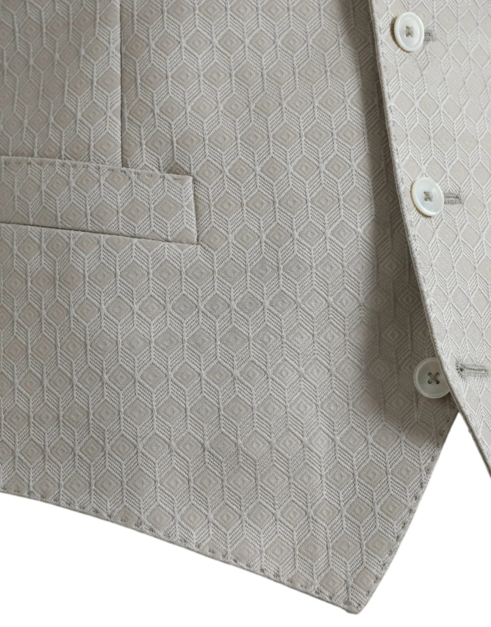 Dolce & Gabbana Off White Cotton Waistcoat Dress Formal Vest - IT48 | M - Vests