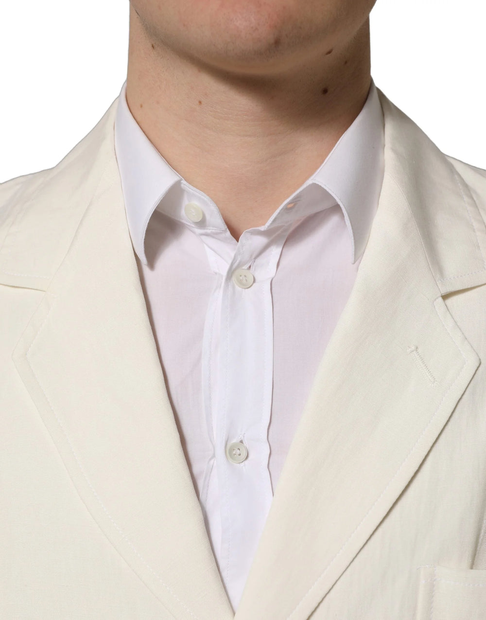 Dolce & Gabbana Off White Flax Single Breasted Blazer Jacket - IT48 | M