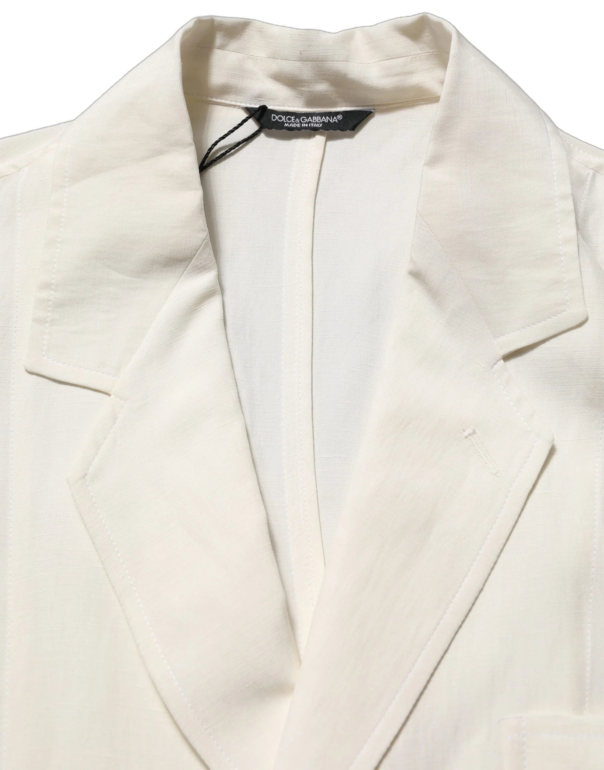 Dolce & Gabbana Off White Flax Single Breasted Blazer Jacket - IT48 | M