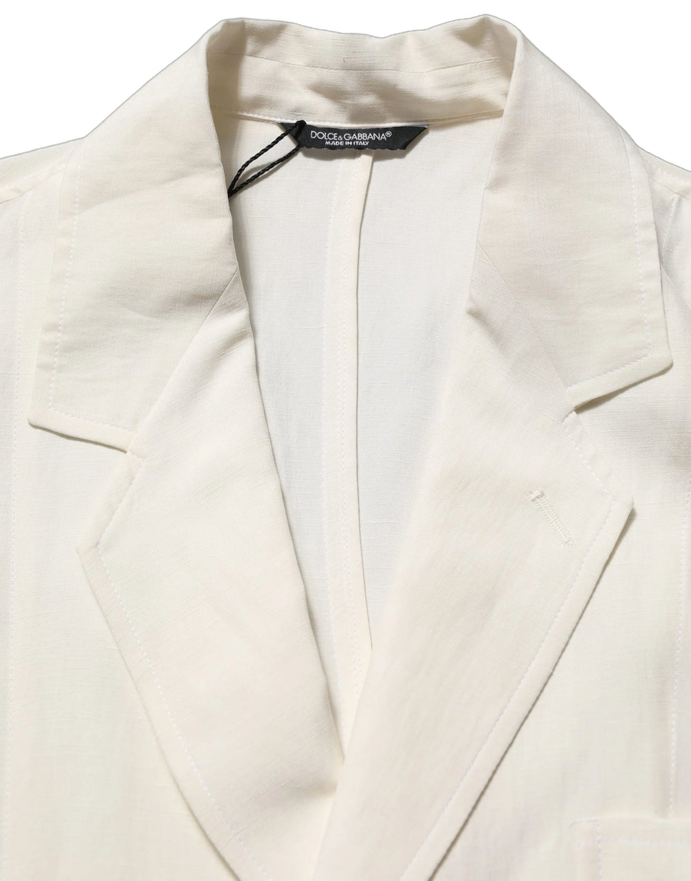 Dolce & Gabbana Off White Flax Single Breasted Blazer Jacket - IT48 | M