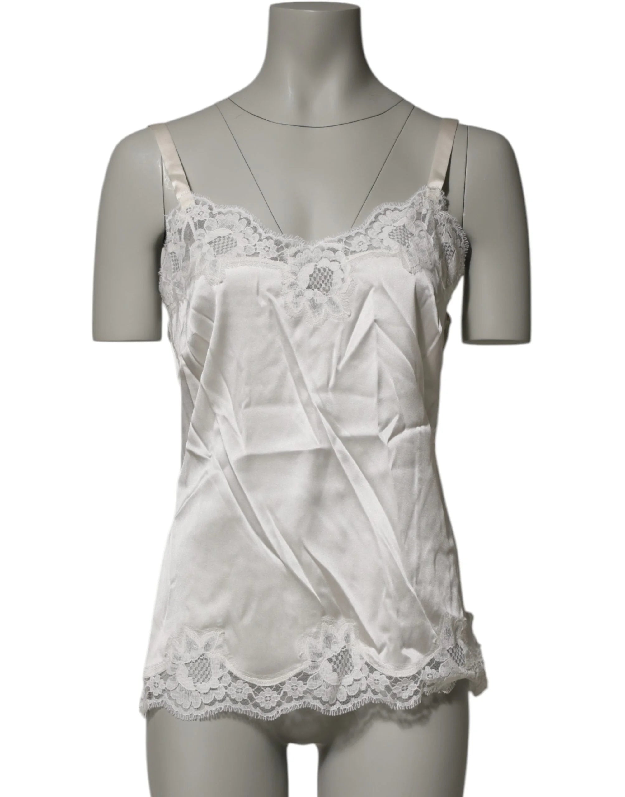 Dolce & Gabbana Off White Floral Lace Tank Lingerie Top Underwear - IT3 | M - Camisoles