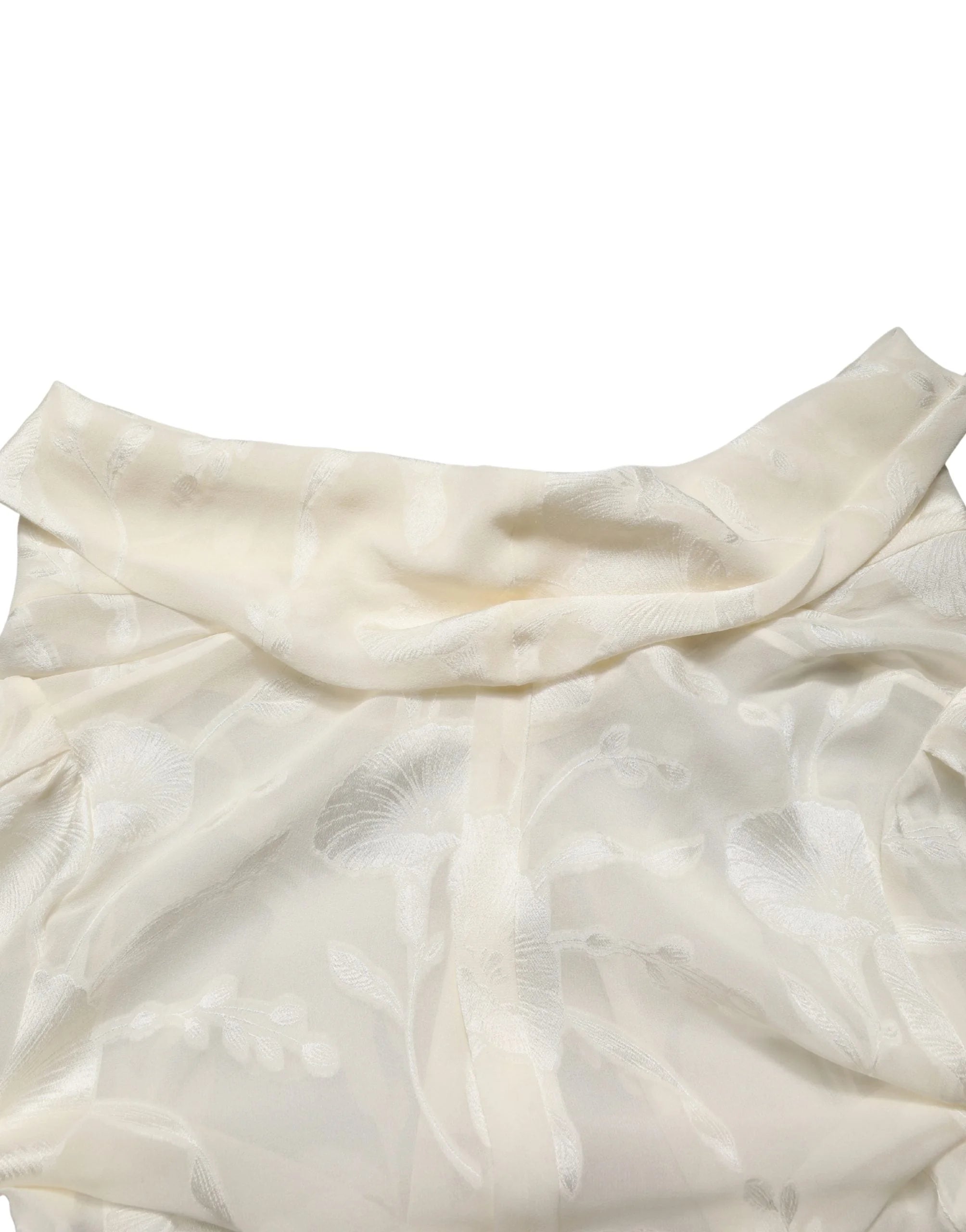 Blouse Dolce & Gabbana Blanc Crème Floral Transparente en Soie - IT40|S