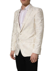 Dolce & Gabbana Off White Floral Single Breasted Men Jacket - IT50 | L