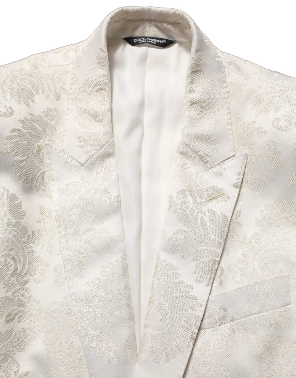Dolce & Gabbana Off White Floral Single Breasted Men Jacket - IT50 | L