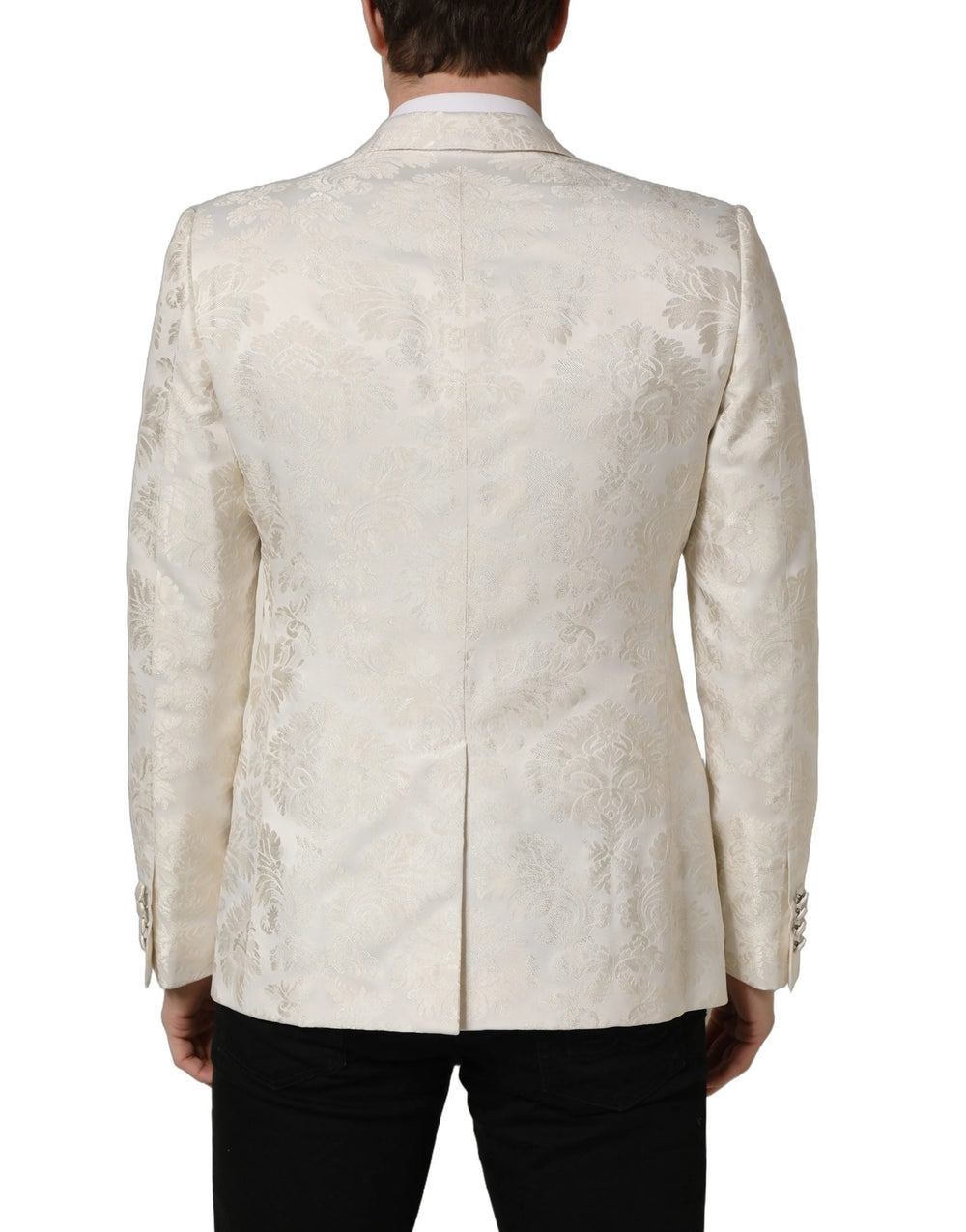 Dolce & Gabbana Off White Floral Single Breasted Men Jacket - IT50 | L