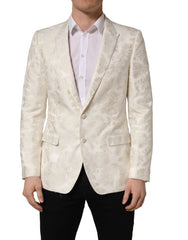 Dolce & Gabbana Off White Floral Single Breasted Men Jacket - IT50 | L