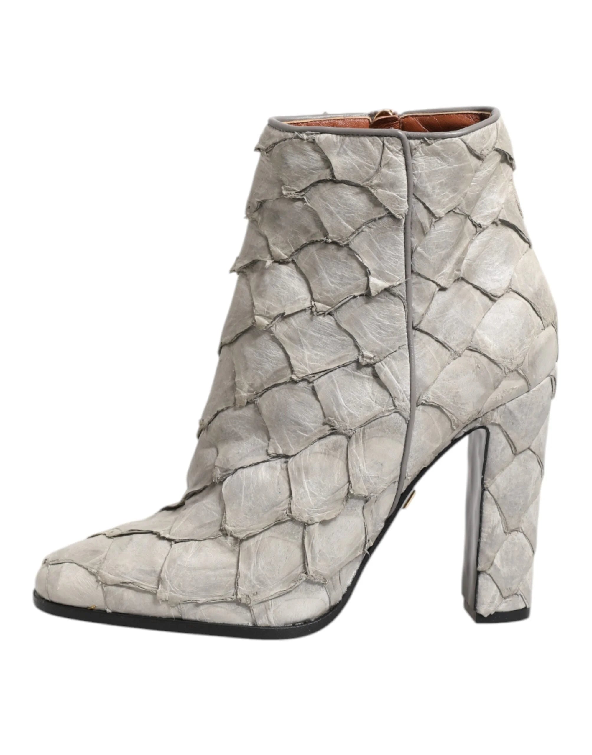 Dolce & Gabbana Off White Leather Heels Ankle Boots Shoes - EU39/US8.5