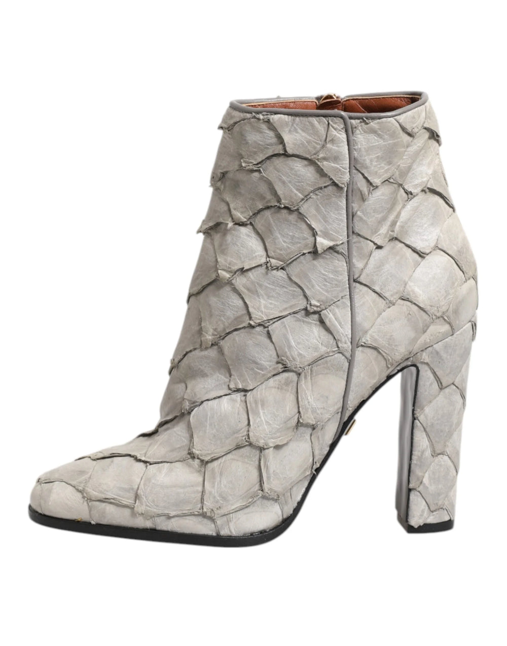 Dolce & Gabbana Off White Leather Heels Ankle Boots Shoes - EU39/US8.5