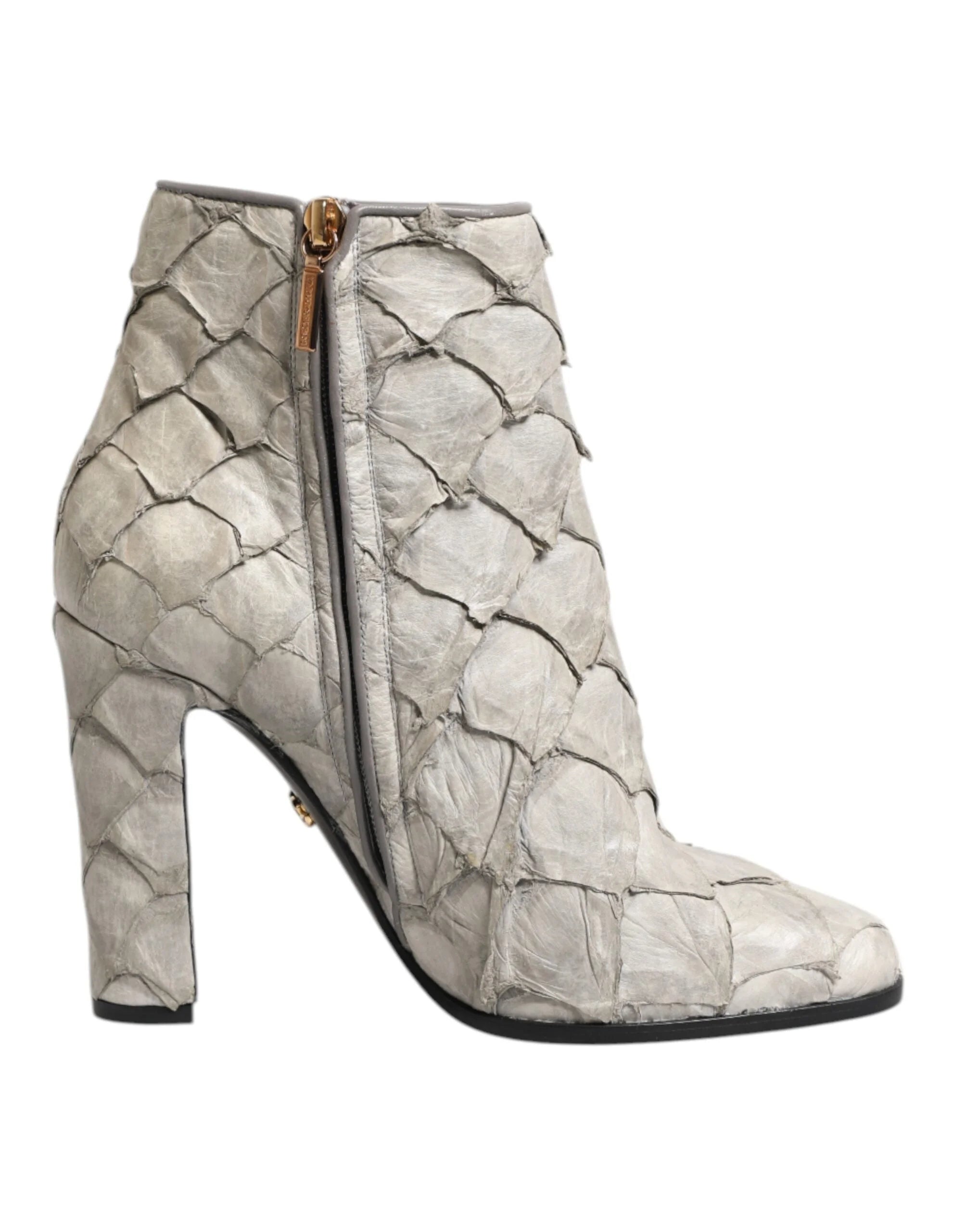 Dolce & Gabbana Off White Leather Heels Ankle Boots Shoes - EU39/US8.5