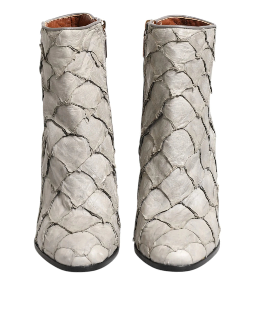 Dolce & Gabbana Off White Leather Heels Ankle Boots Shoes - EU39/US8.5
