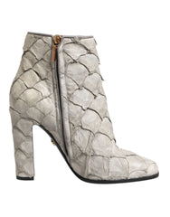 Dolce & Gabbana Off White Leather Heels Ankle Boots Shoes - EU39/US8.5 - Boots
