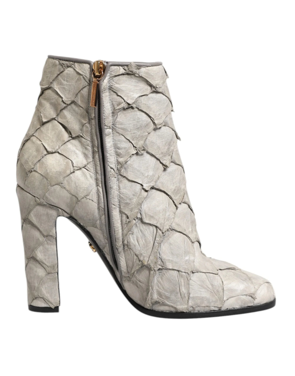 Dolce & Gabbana Off White Leather Heels Ankle Boots Shoes - EU39/US8.5