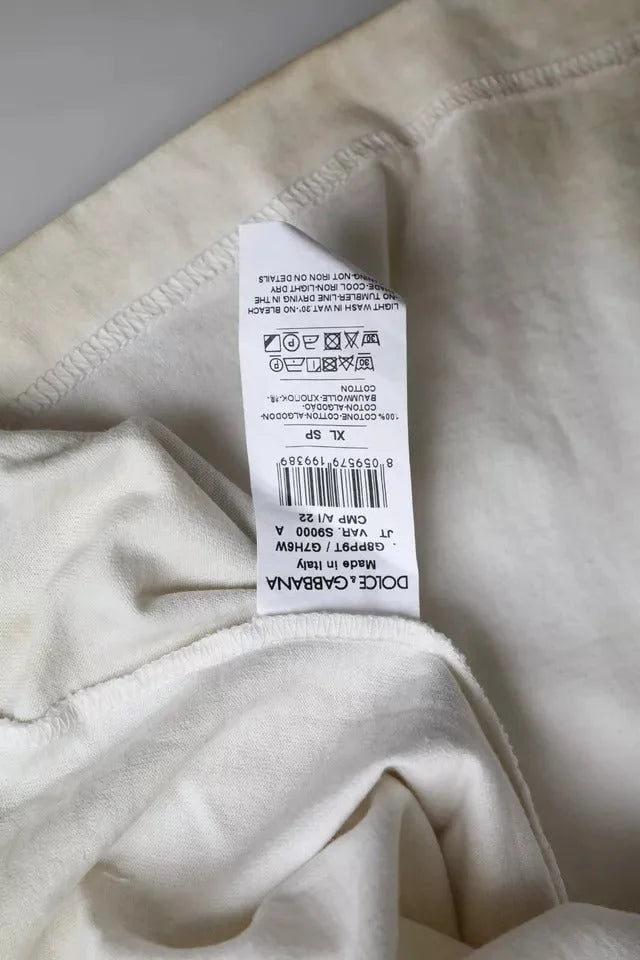 Dolce & Gabbana Off White Logo Cotton Crew Neck T-shirt - IT52 | XL - T-Shirts