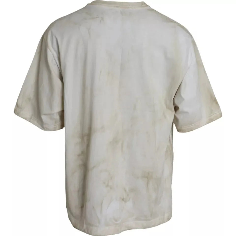 Dolce & Gabbana Off White Logo Cotton Crew Neck T-shirt - IT52 | XL - T-Shirts